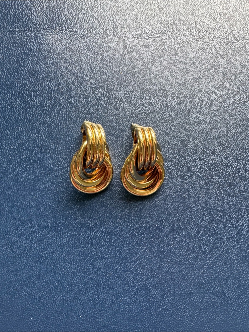Gold Tone Knot Statement Earrings | Chunky Twisted Studs